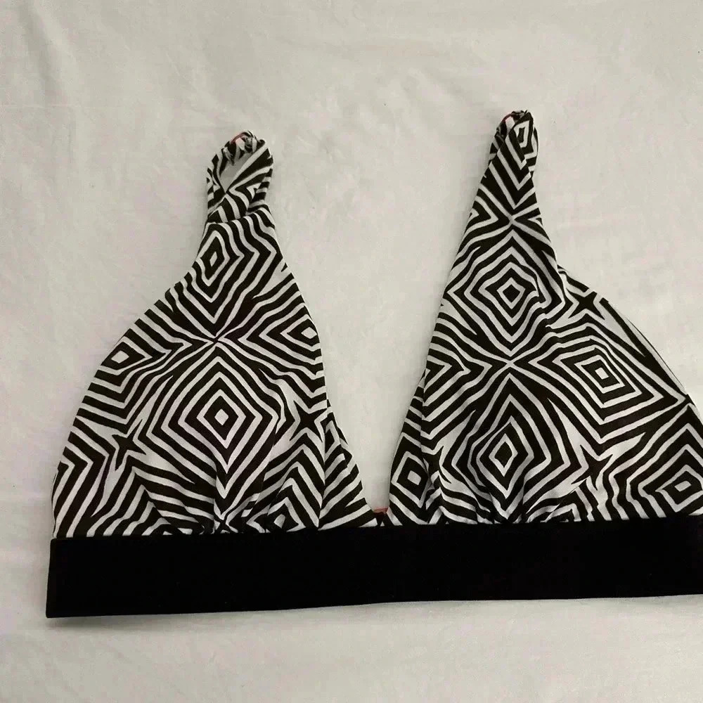 Tahari Brown Geometric Print Bikini Top Size L/G - Picture 3 of 6
